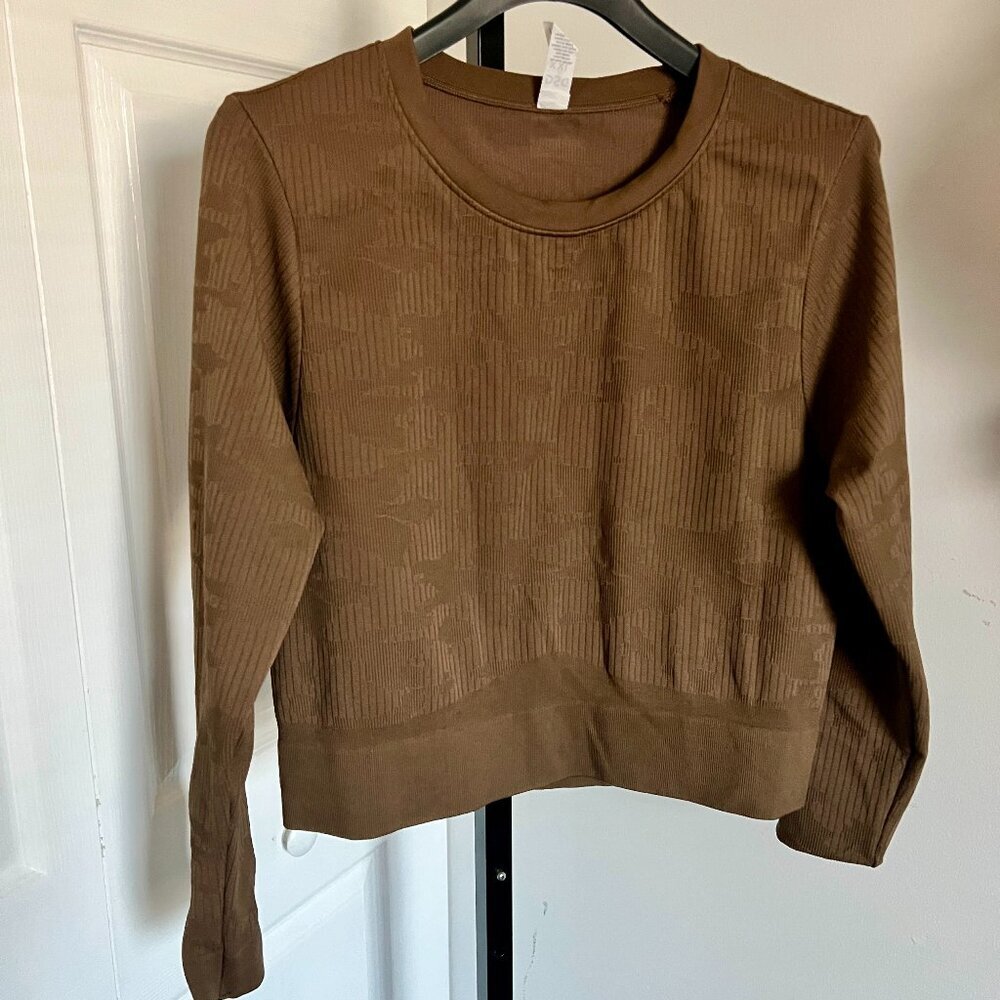 DSG Brown Etched Stretch Workout Long Sleeve Top Size XXL